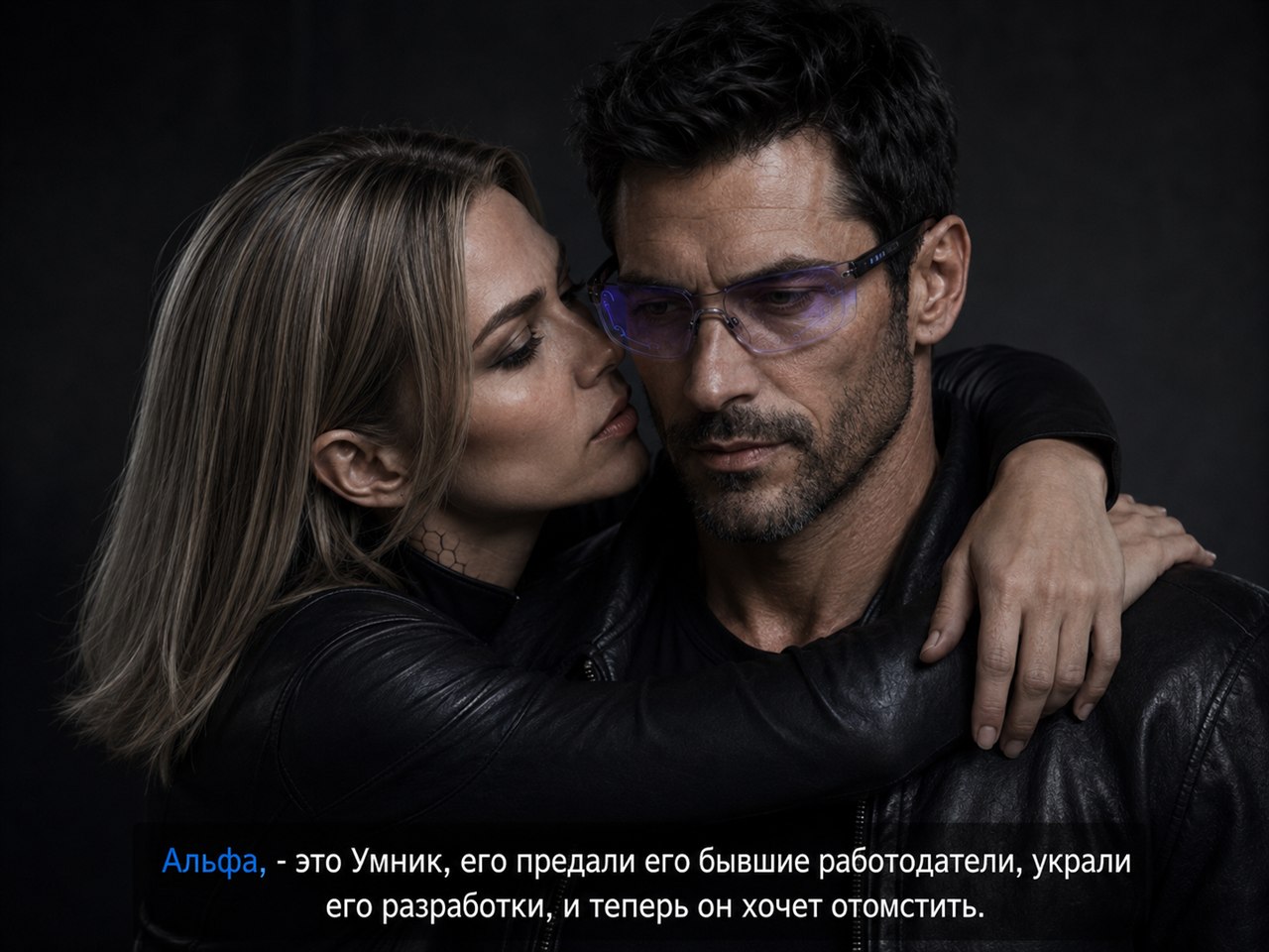 Умник в очках и Альфа в обнимку крупным планом