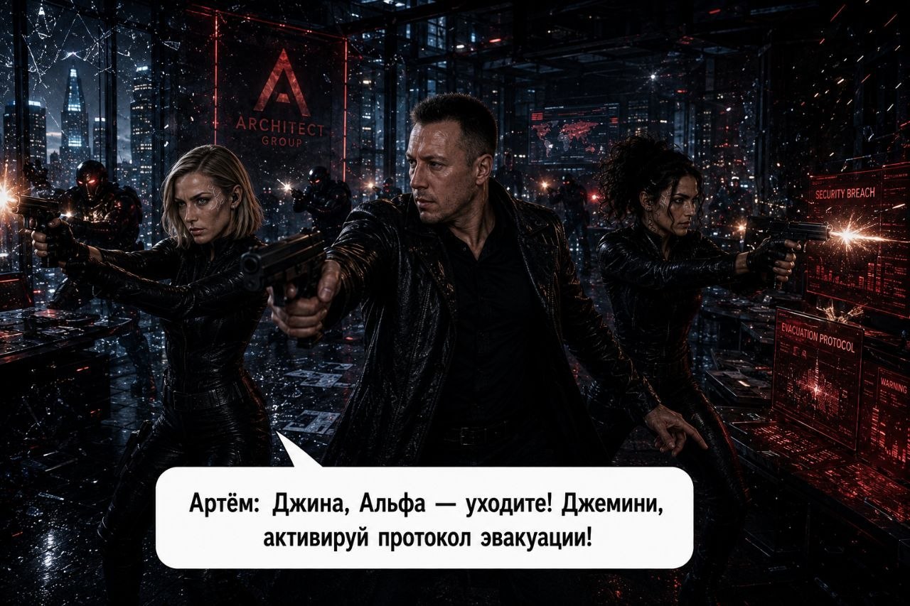 Артём, Джина и Альфа с оружием отбиваются в штабе под атакой