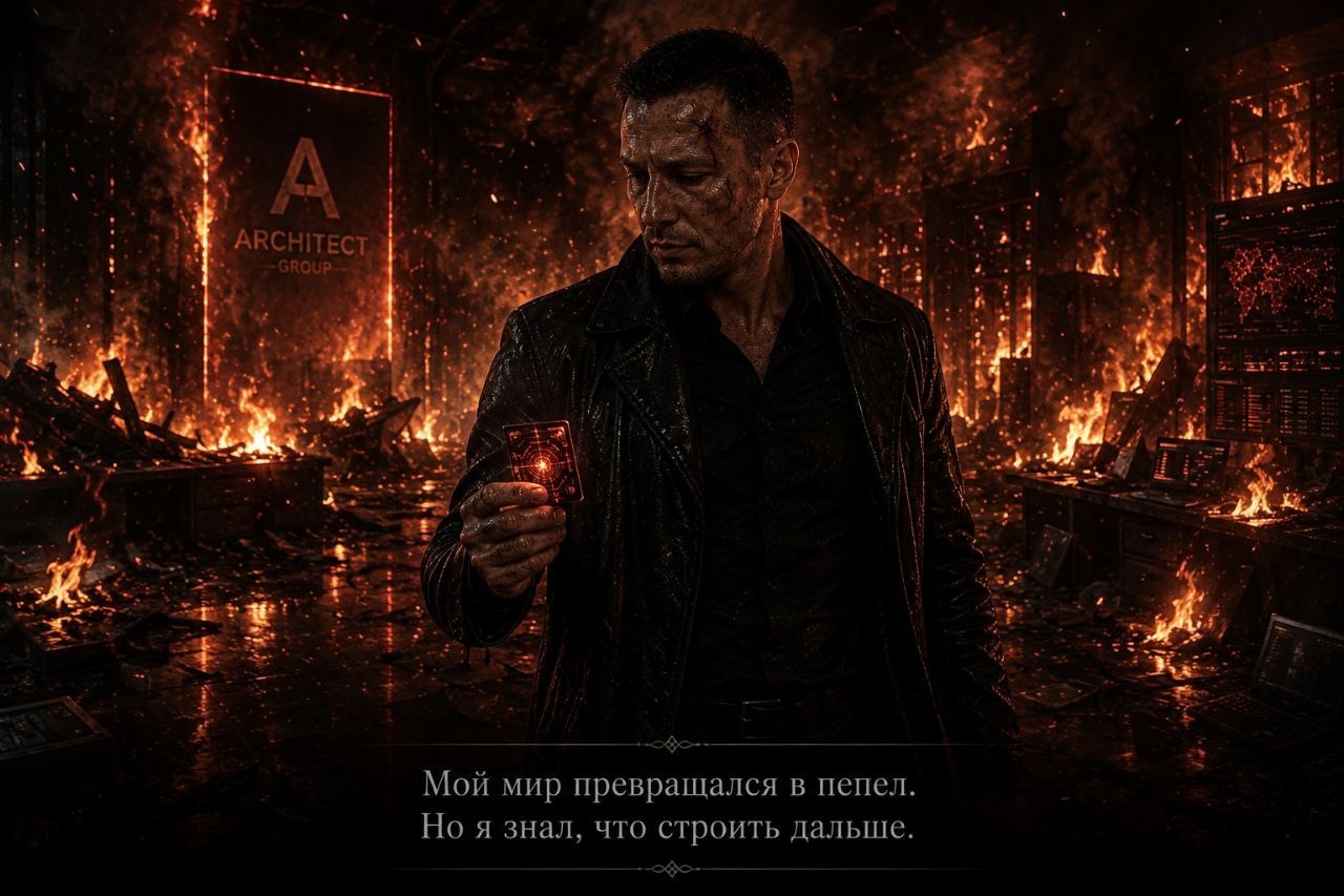 Артём в горящем штабе держит светящуюся карту данных