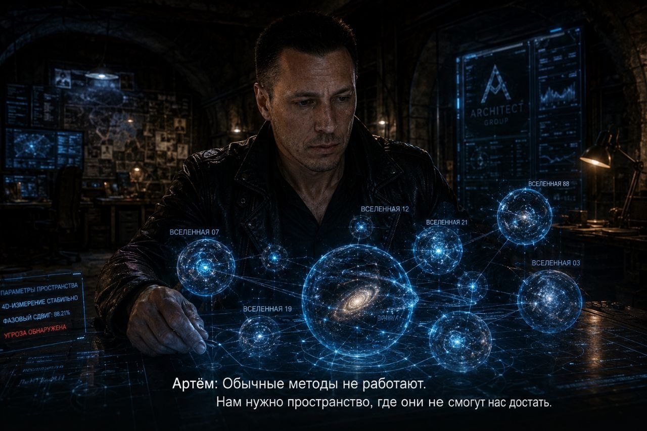 Артём над голограммой множества вселенных и 4D-измерения