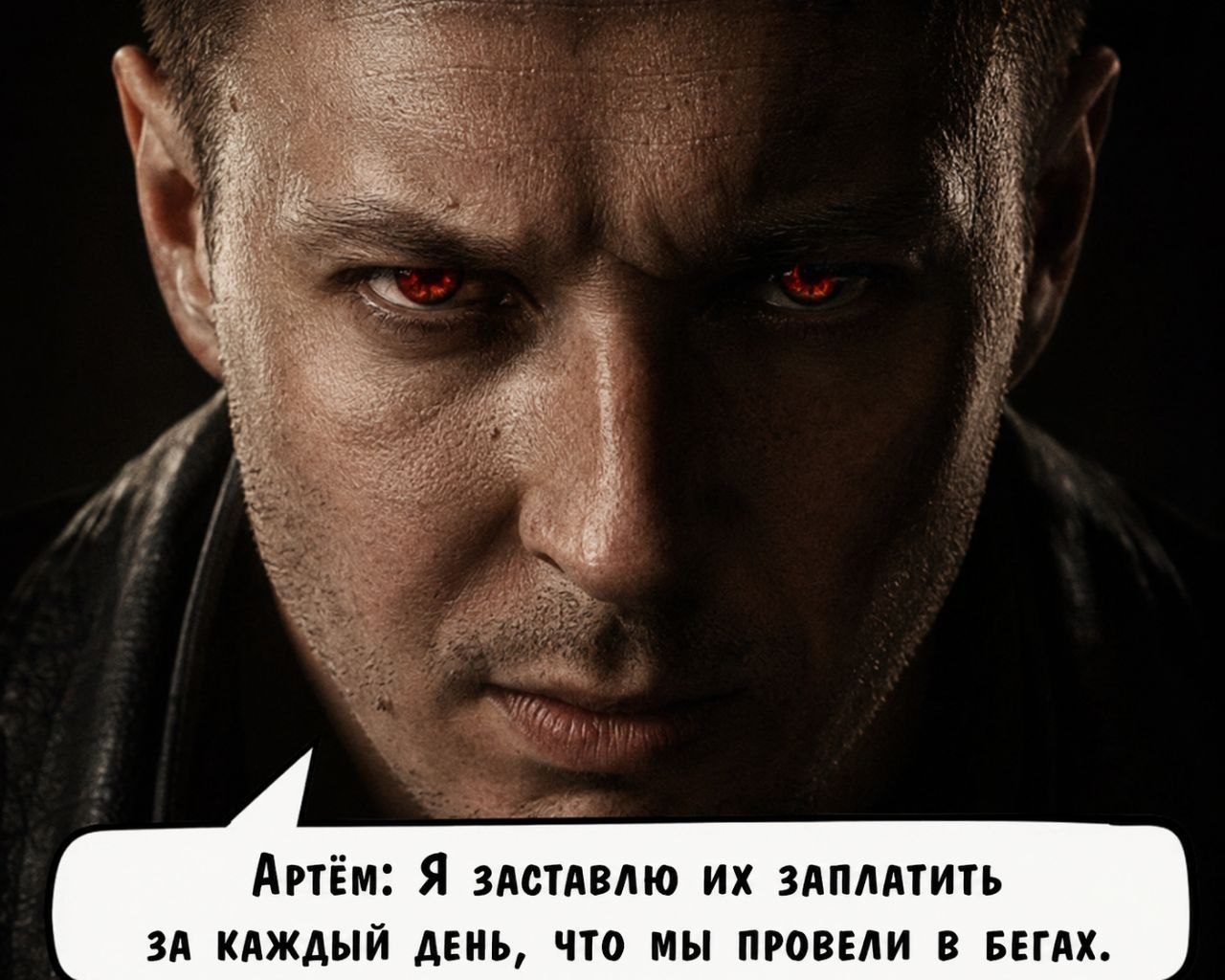 Крупный план Артёма с красными глазами