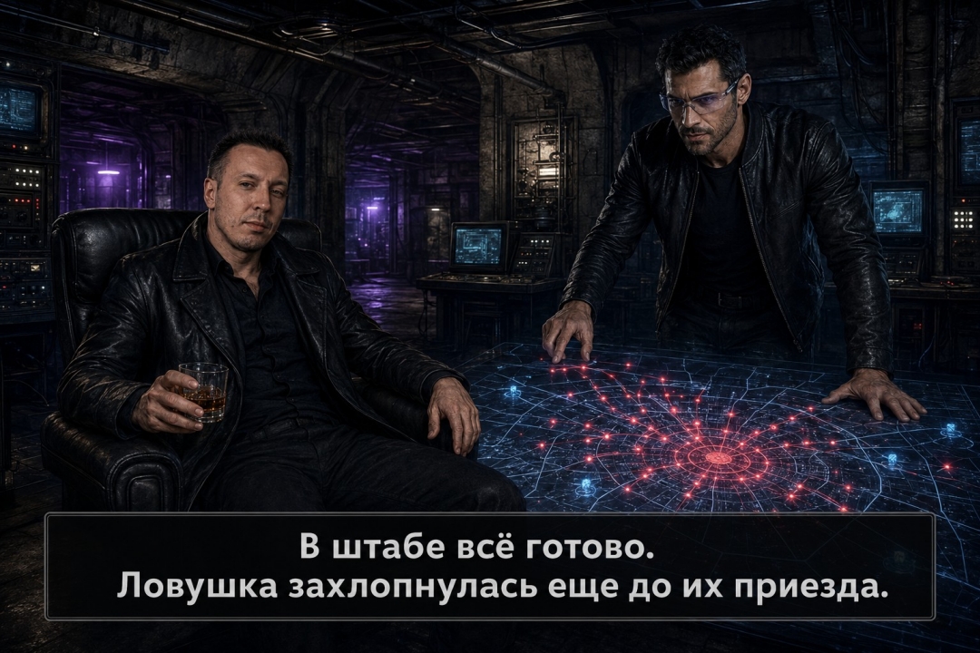 Штаб Стаи: Архитектор с коньяком, Умник над голографической картой