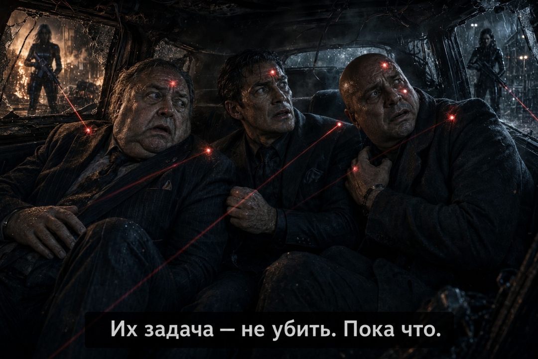 Лидеры ОПГ под красными лазерными прицелами в разбитой машине