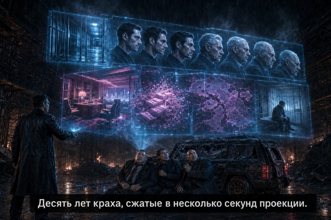 Голограмма будущего над поверженными лидерами ОПГ