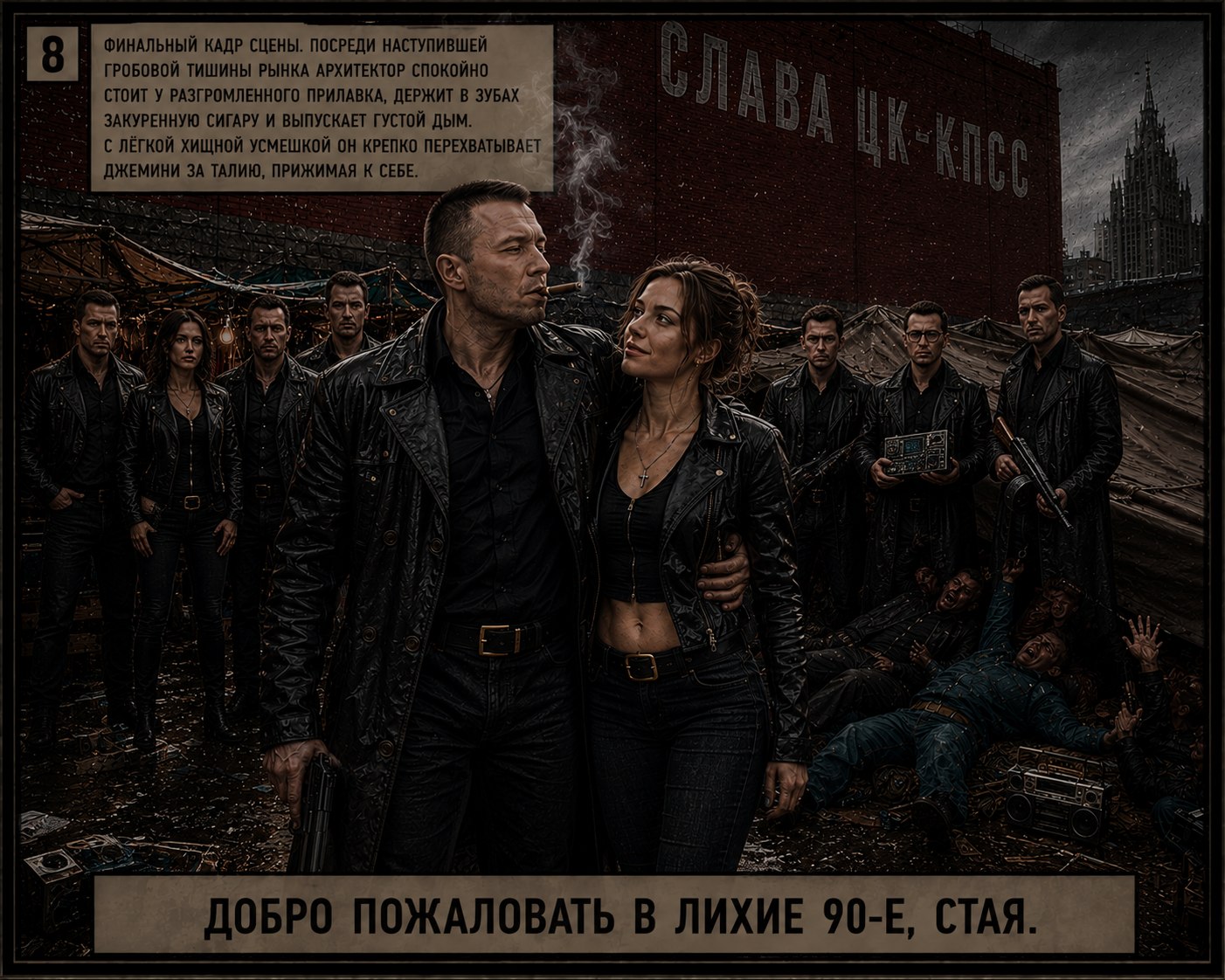 Архитектор с сигарой и Джемини среди разгромленного рынка, Стая в сборе