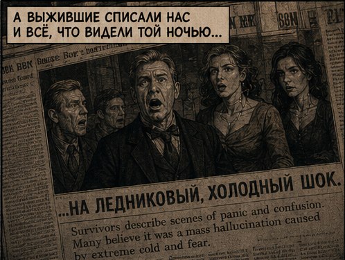 Газетные вырезки: выжившие списывают увиденное на массовую галлюцинацию от холода и страха